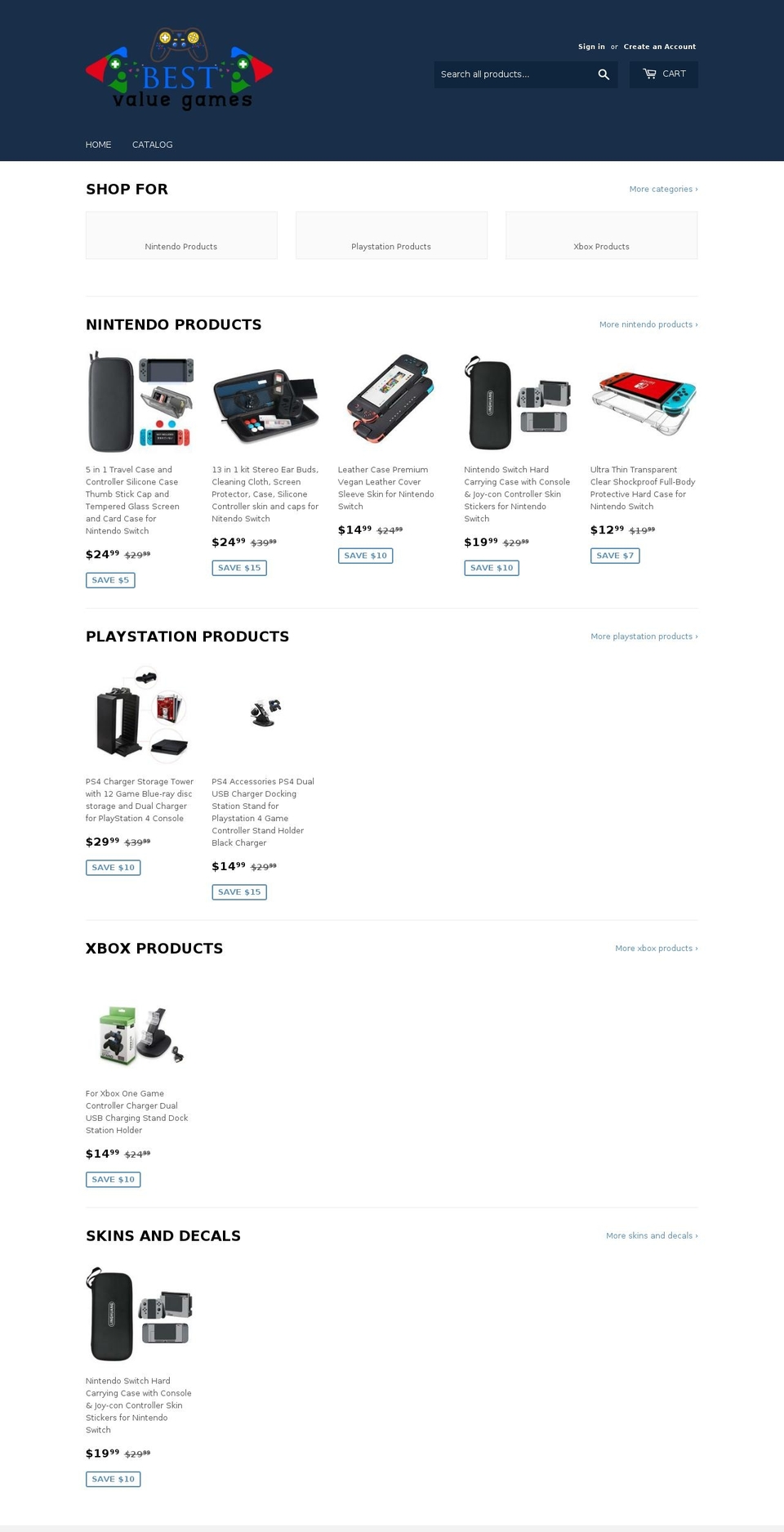 bestvaluegames.com — Shopify storefront screenshot