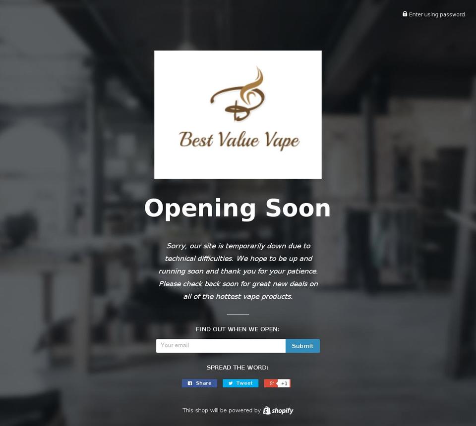 bestvaluevape.com shopify website screenshot