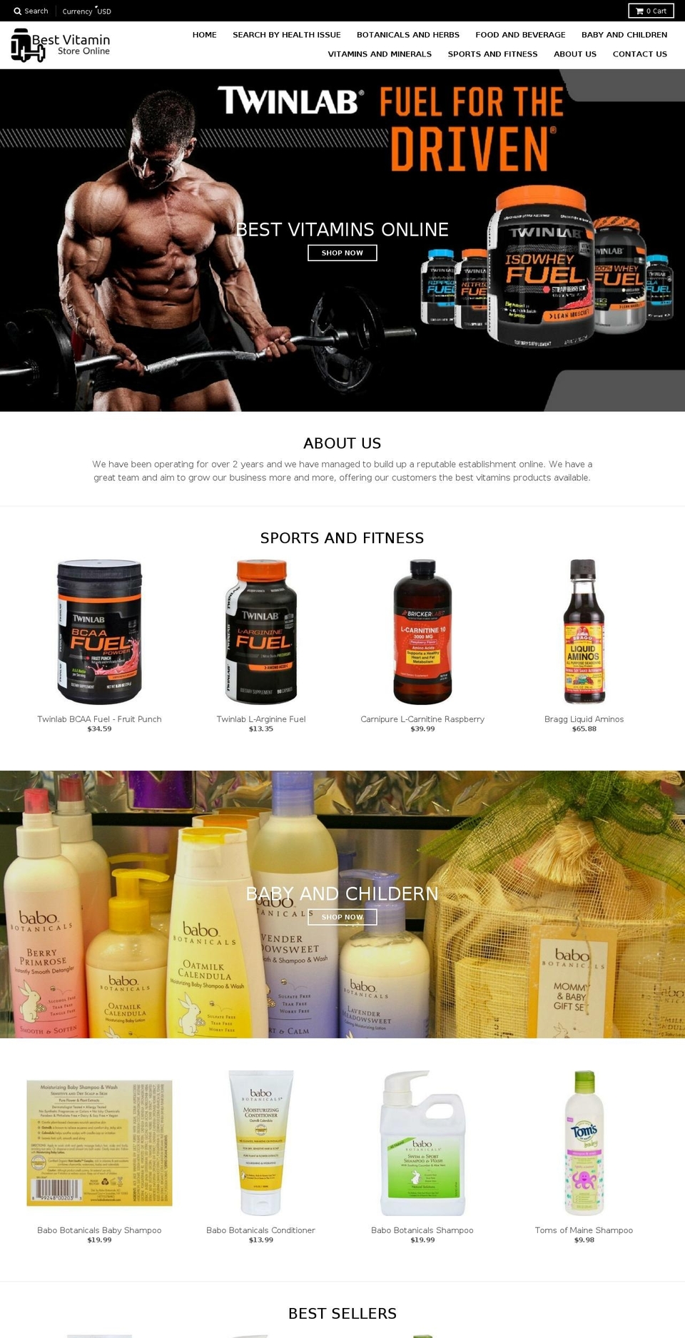 bestvitaminstoreonline.com — Shopify storefront screenshot
