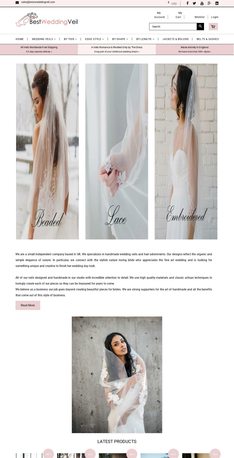 bestweddingveil.com — Shopify storefront screenshot