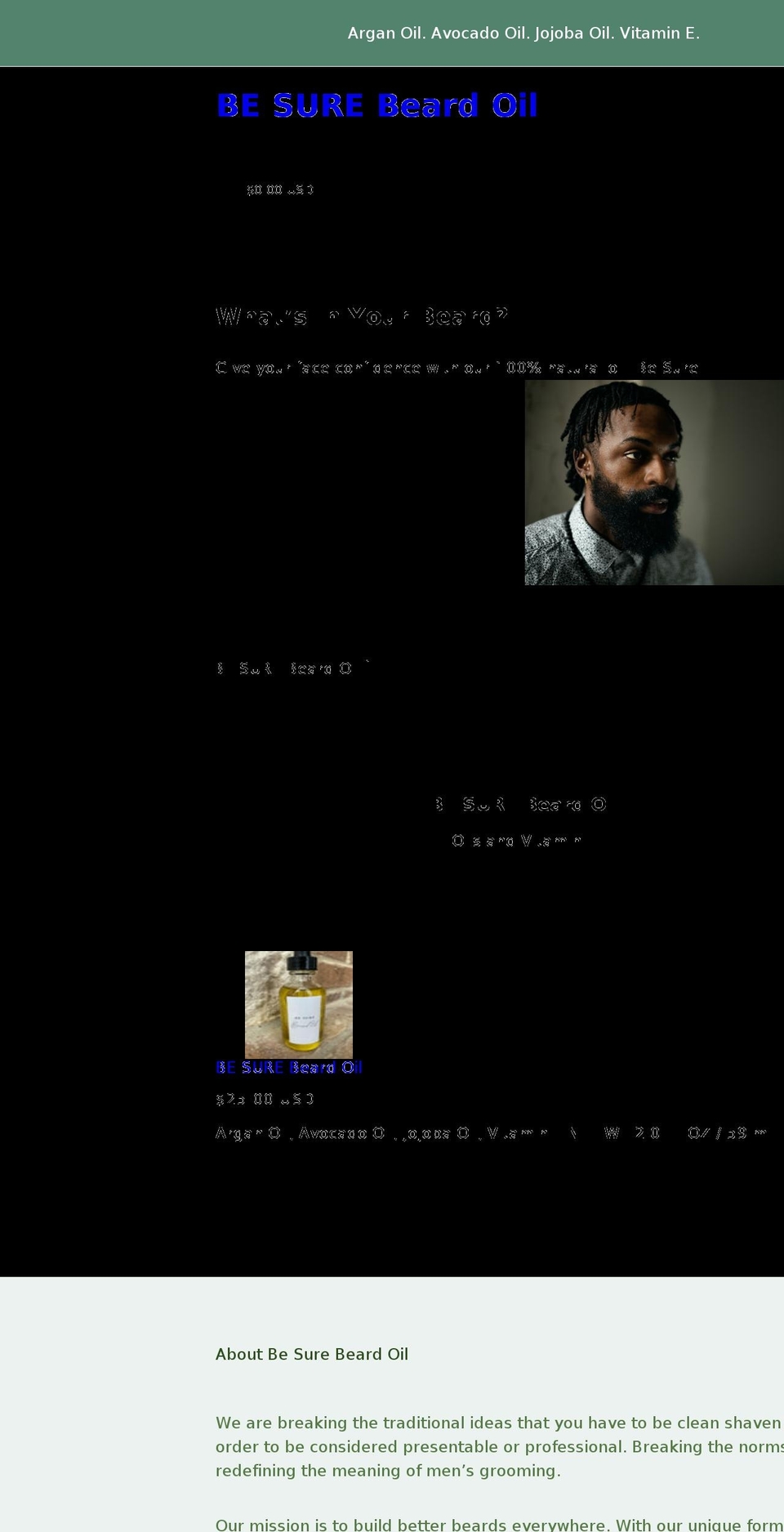 besurebeardoil.com shopify website screenshot