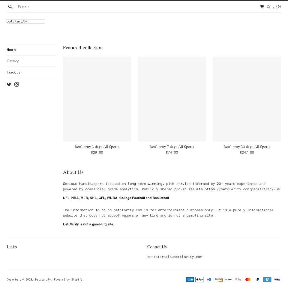 betclarity.com shopify website screenshot