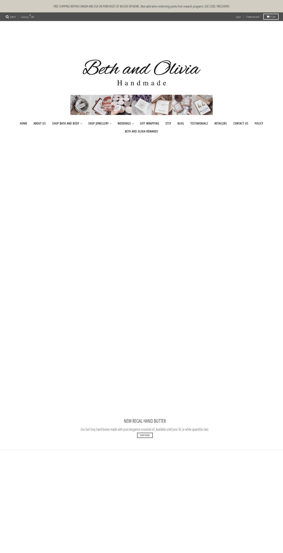 bethandolivia.com shopify website screenshot