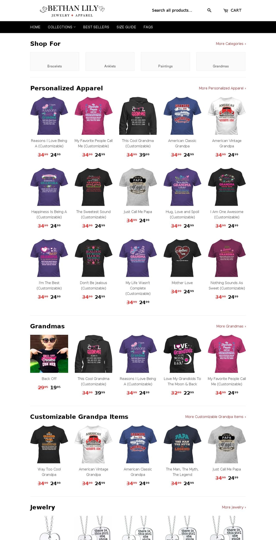 bethanlily.com shopify website screenshot