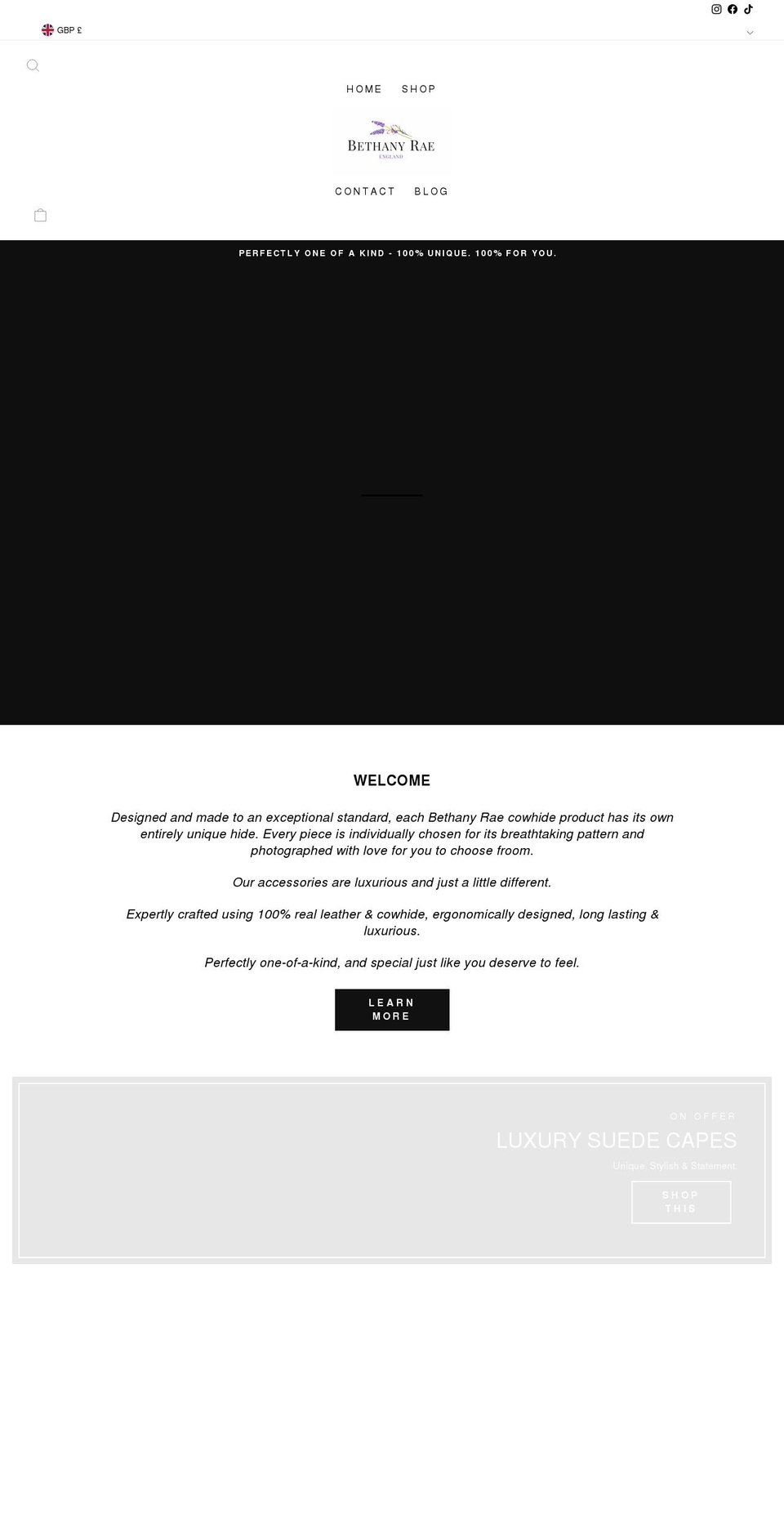 bethanyrae.co.uk shopify website screenshot