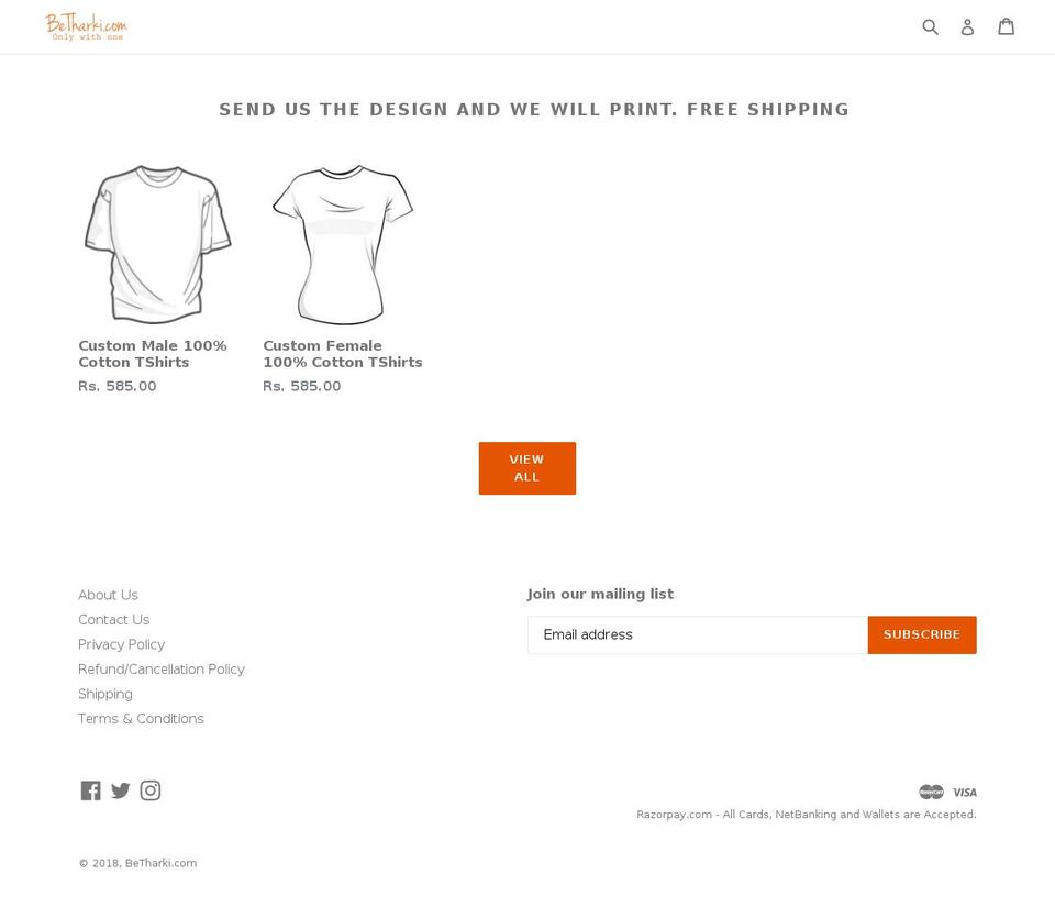 betharki.com — Shopify storefront screenshot