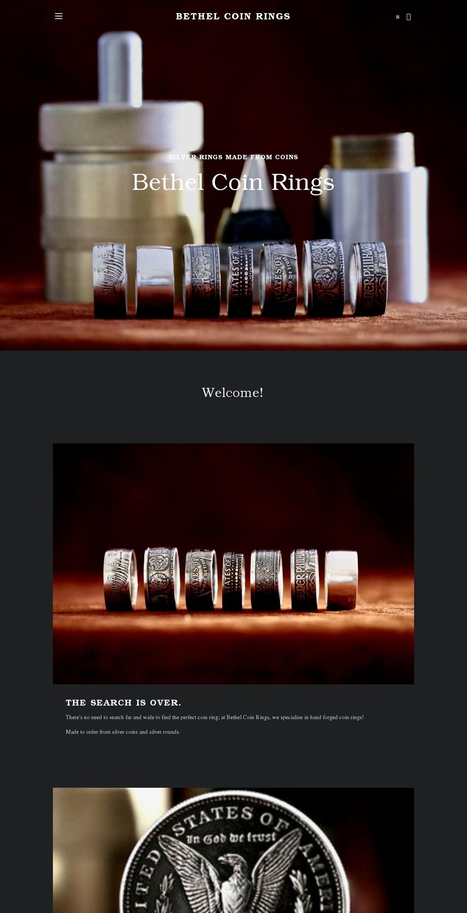 bethelcoinrings.com shopify website screenshot