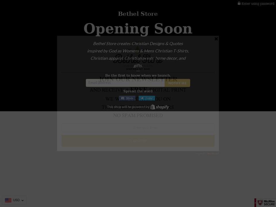 betheldesigns.com shopify website screenshot
