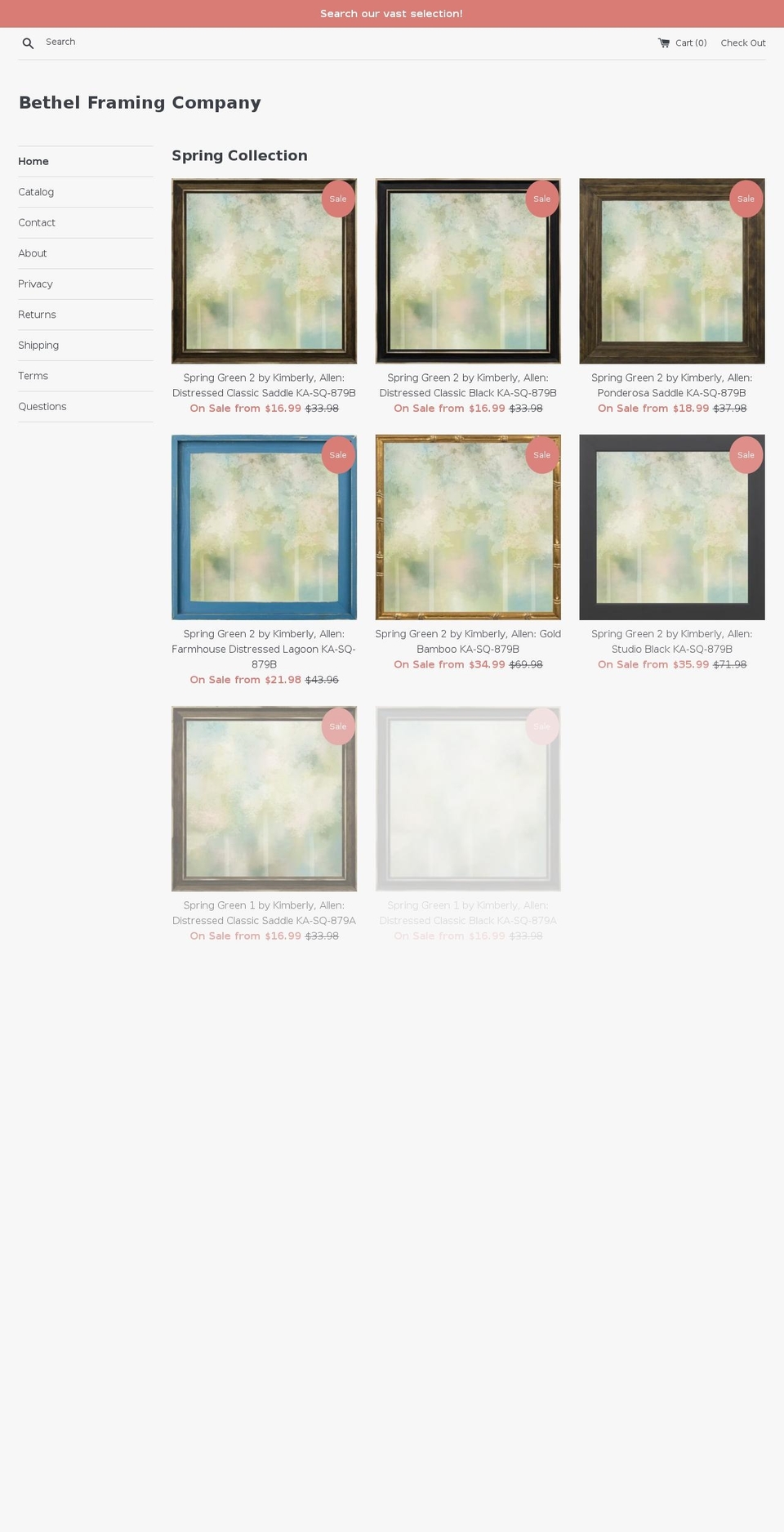 bethelframing.com — Shopify storefront screenshot