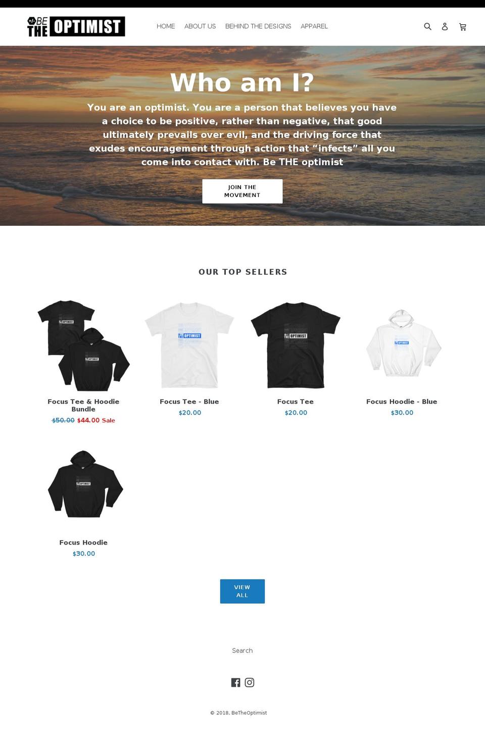 betheoptimist.com — Shopify storefront screenshot