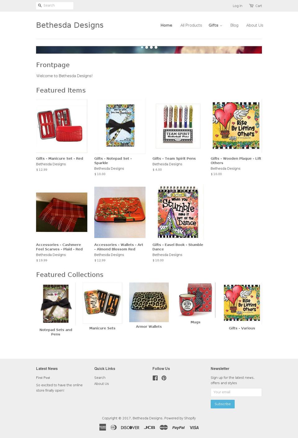 bethesda-designs.com shopify website screenshot