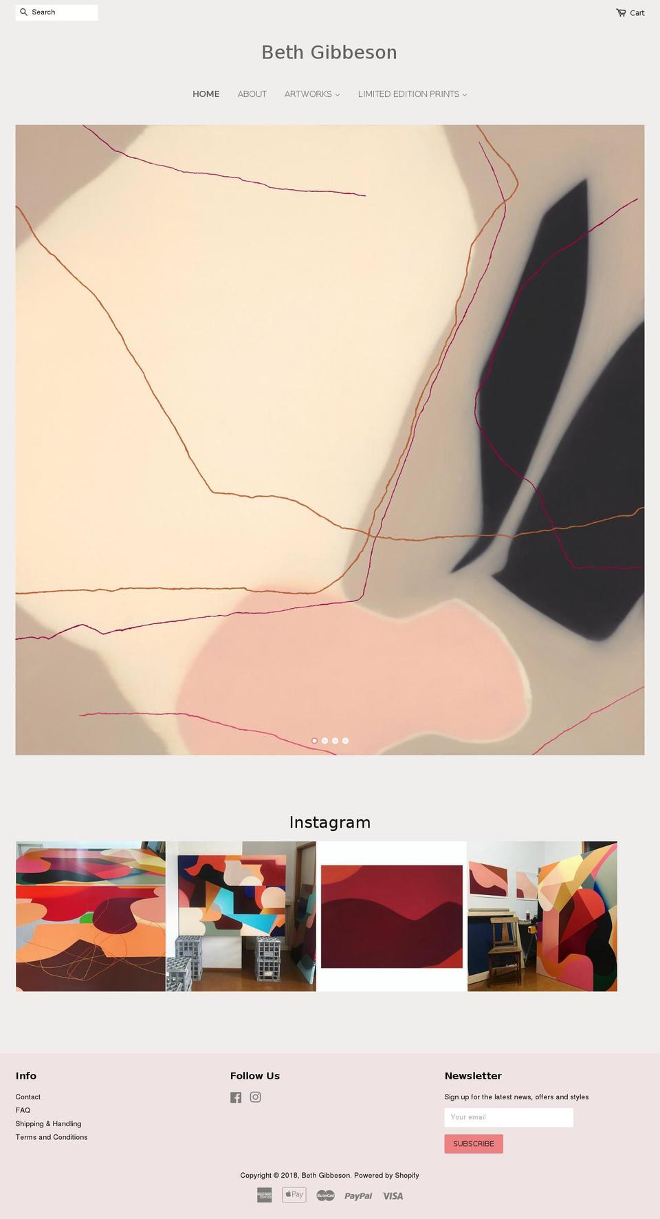 bethgibbeson.com — Shopify storefront screenshot