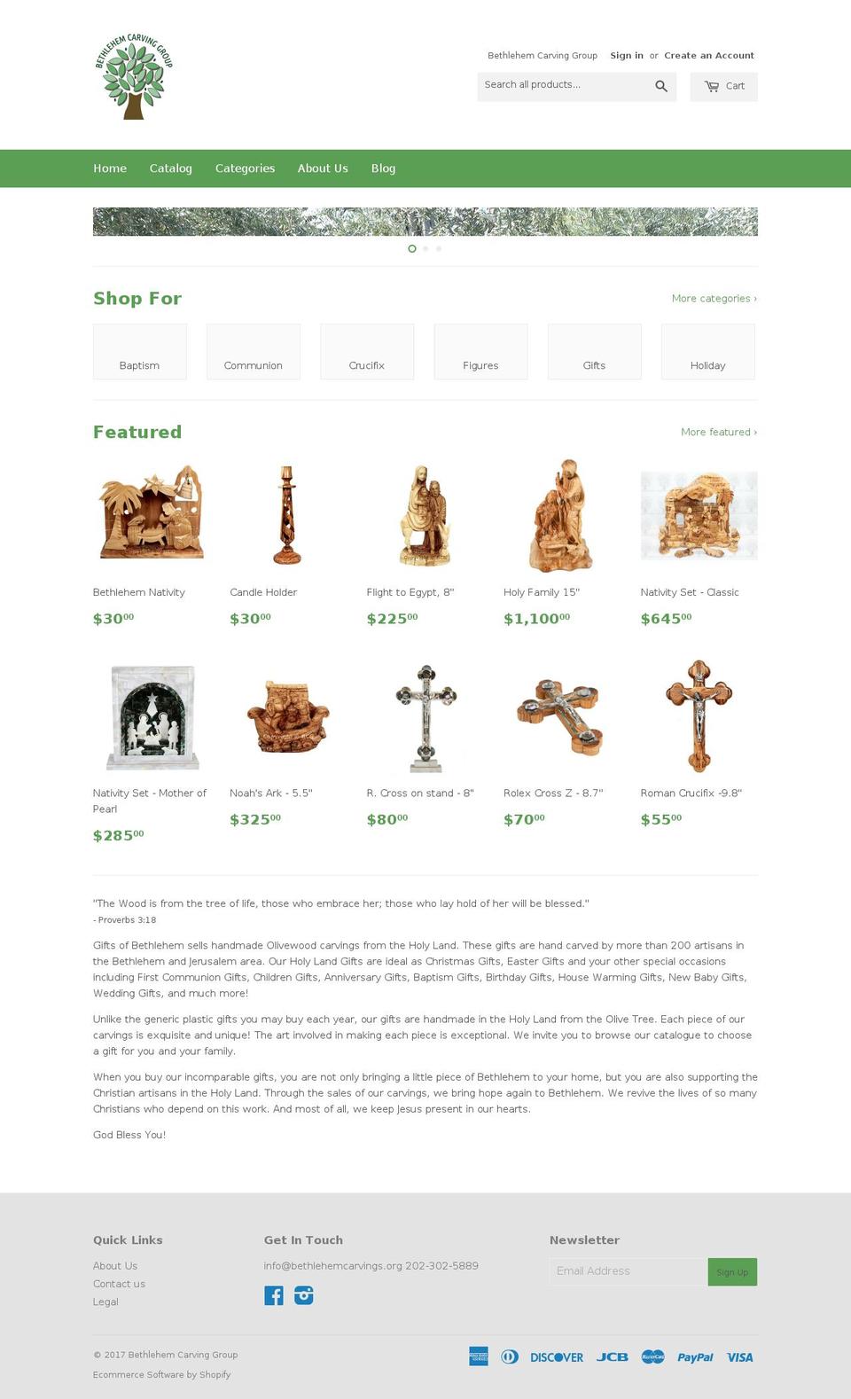 bethlehemcarvings.net shopify website screenshot