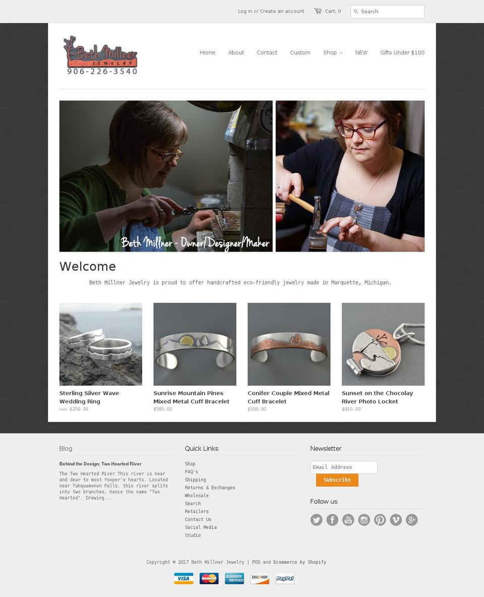 bethmilner.com shopify website screenshot