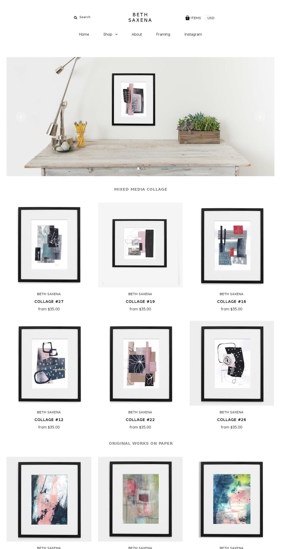 bethsaxena.com — Shopify storefront screenshot
