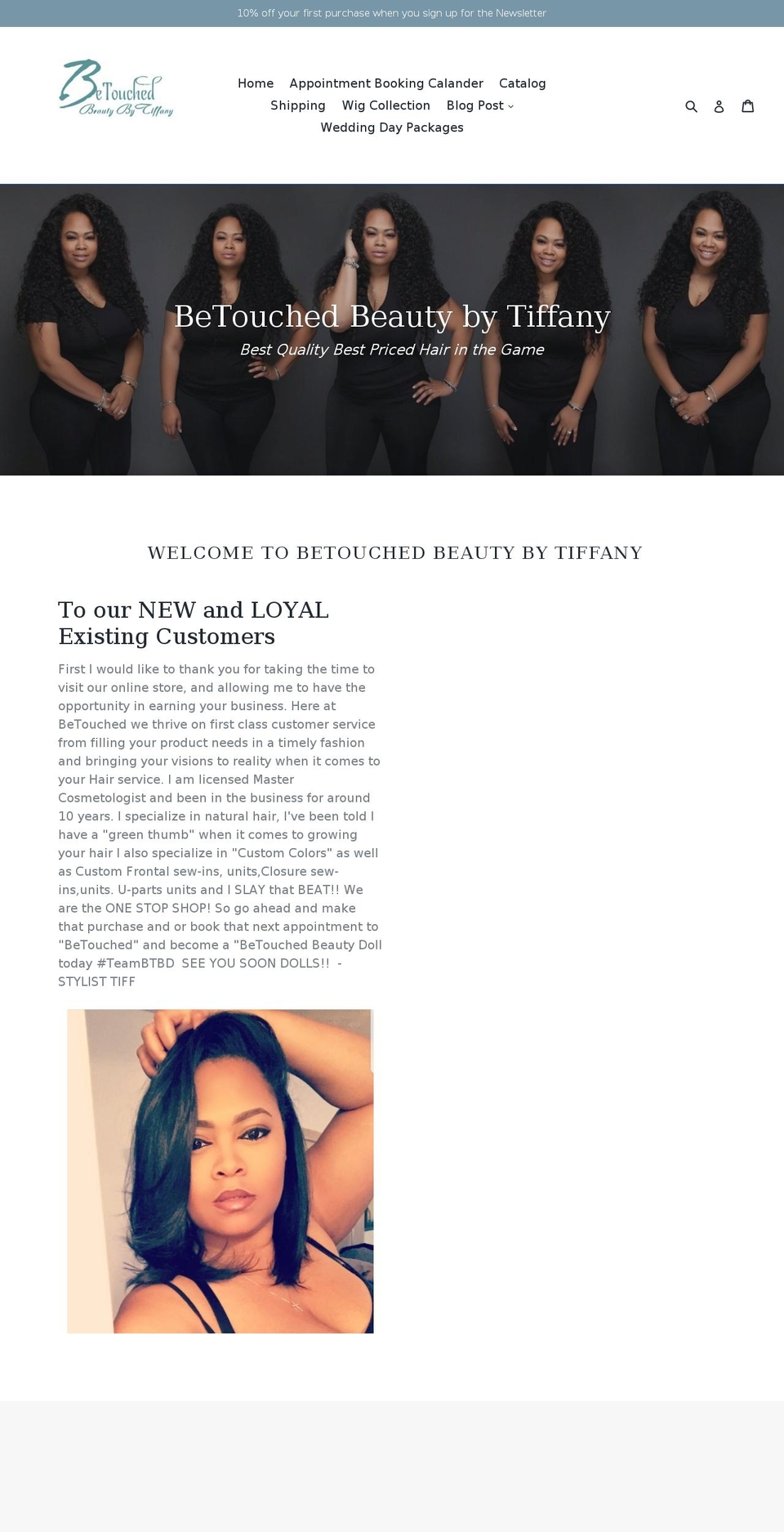 betouchedbeautybytiffany.com — Shopify storefront screenshot