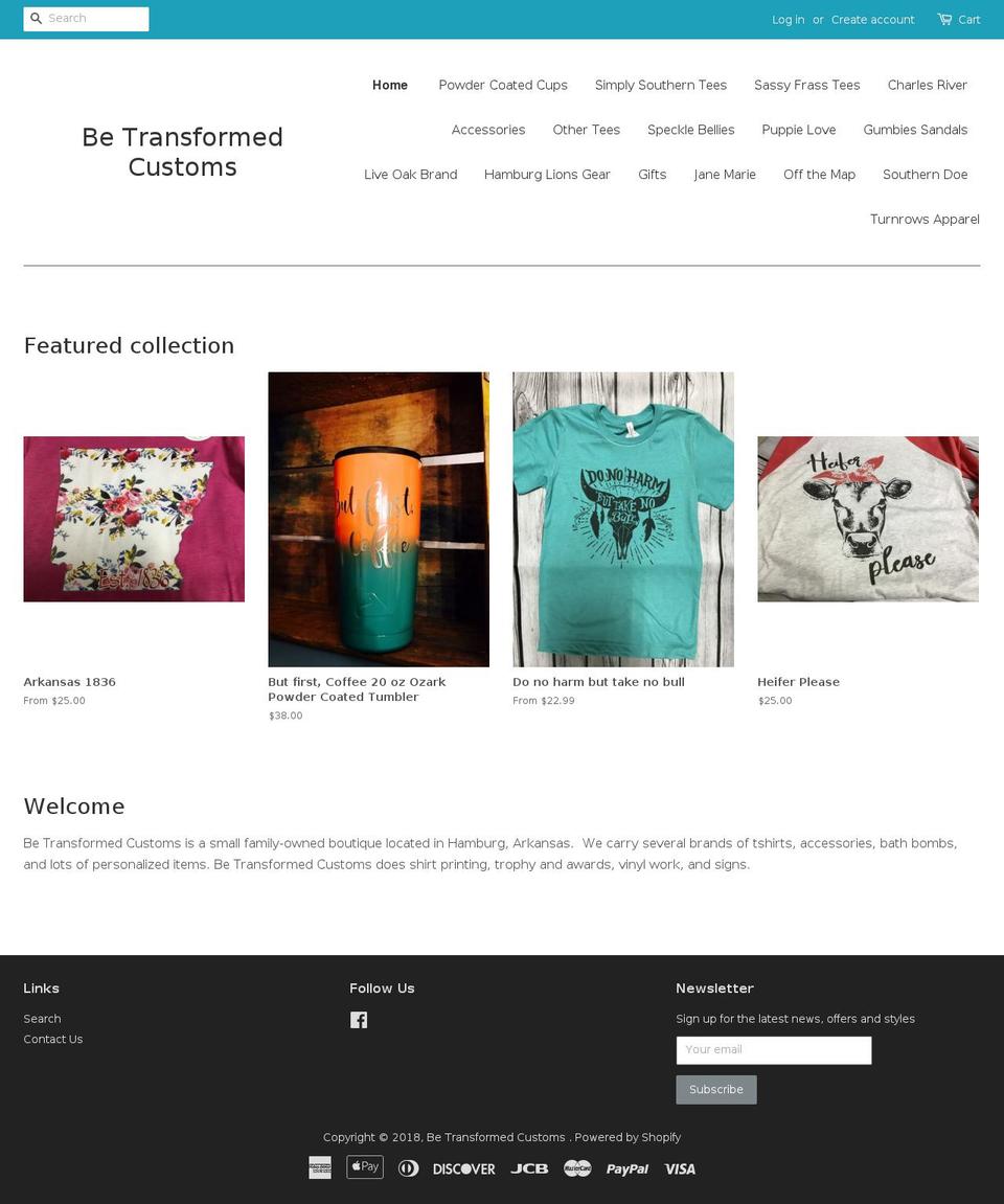 betransformedcustoms.com — Shopify storefront screenshot