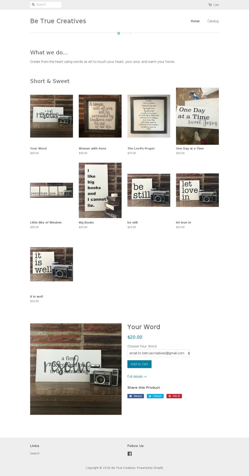 betruecreatives.com — Shopify storefront screenshot