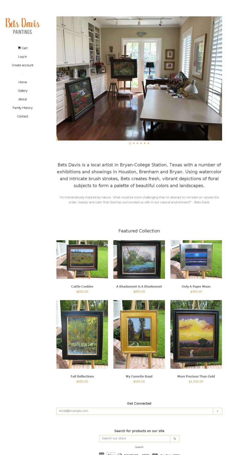 betsdavispaintings.com — Shopify storefront screenshot