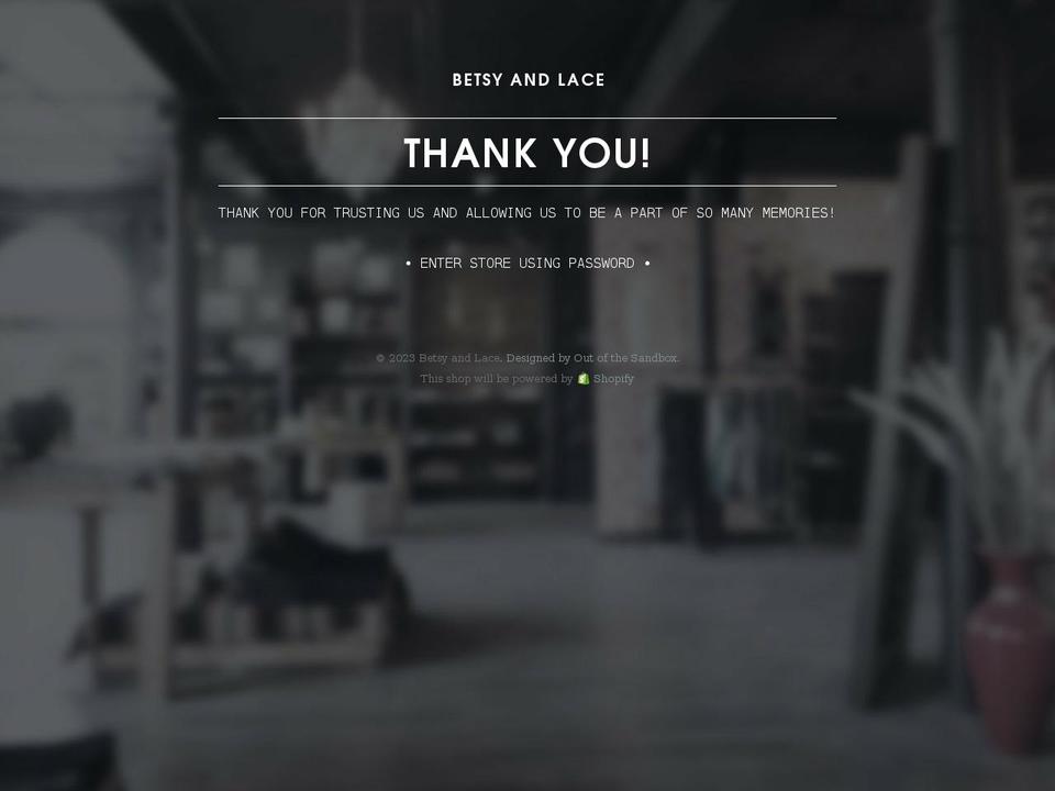 betsyandlace.com shopify website screenshot