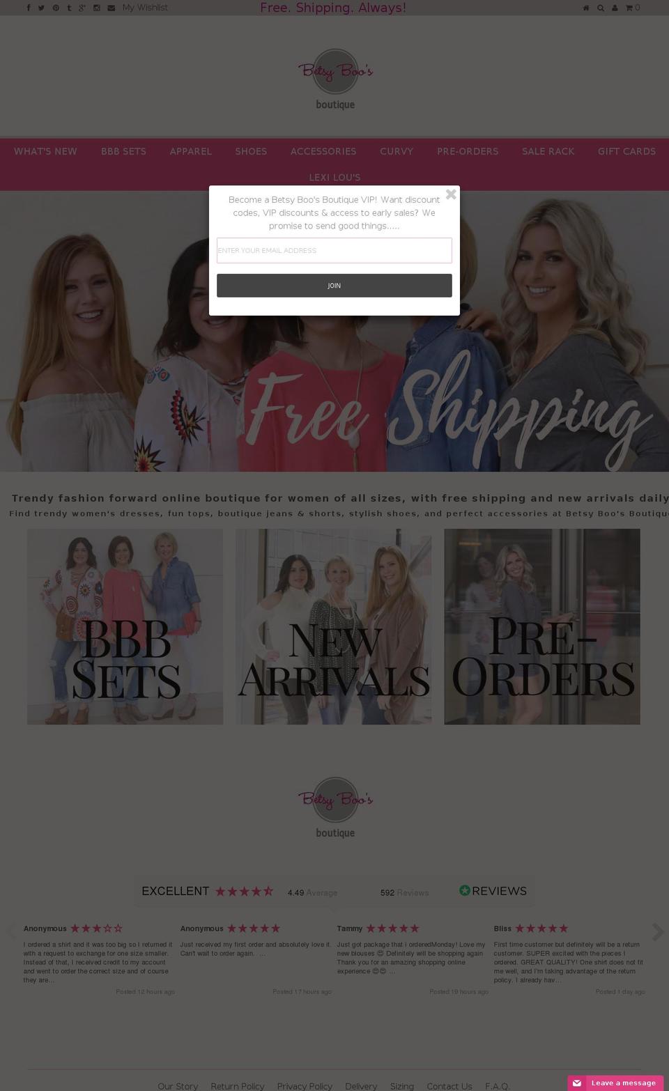 betsyboosboutique.com shopify website screenshot