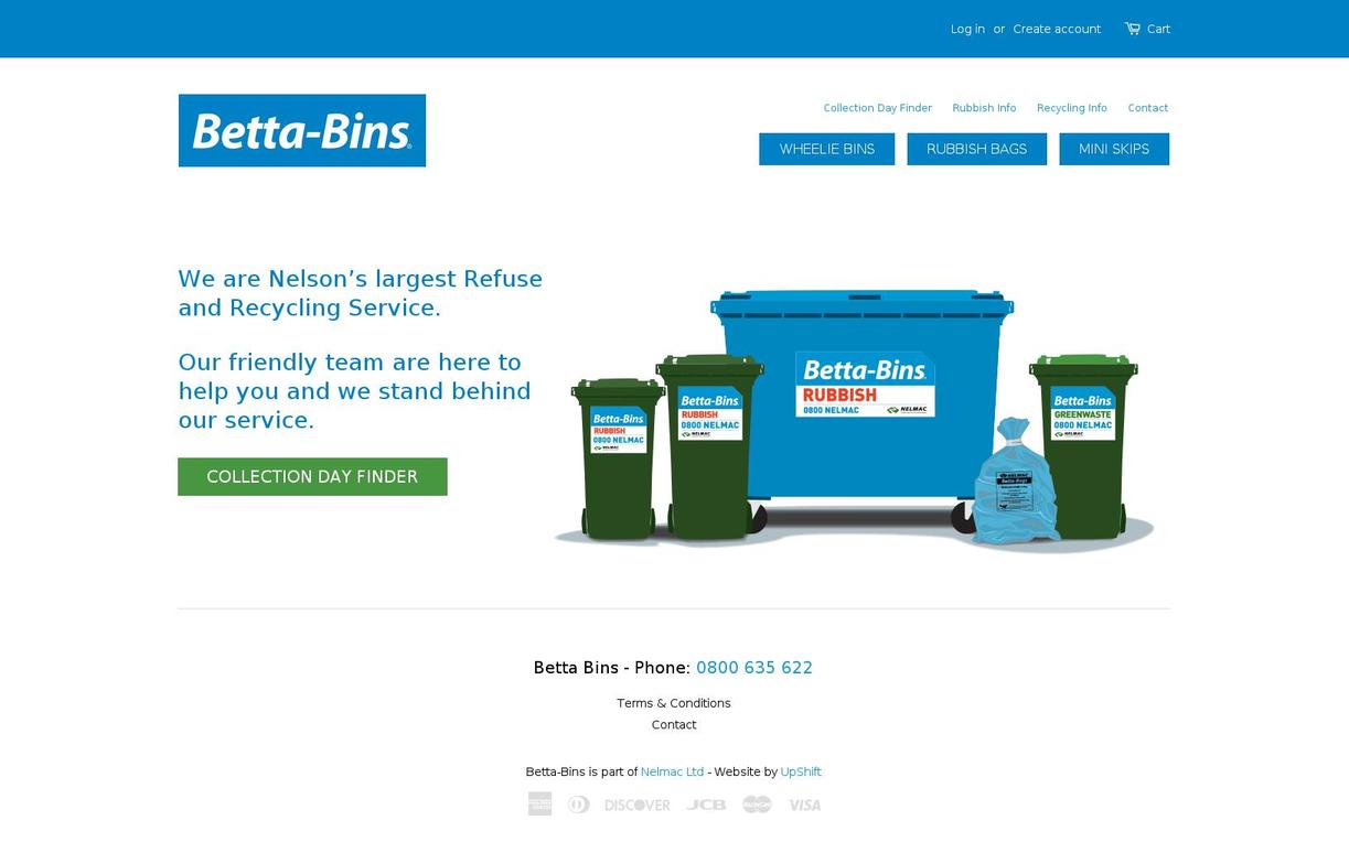 bettabins.co.nz shopify website screenshot