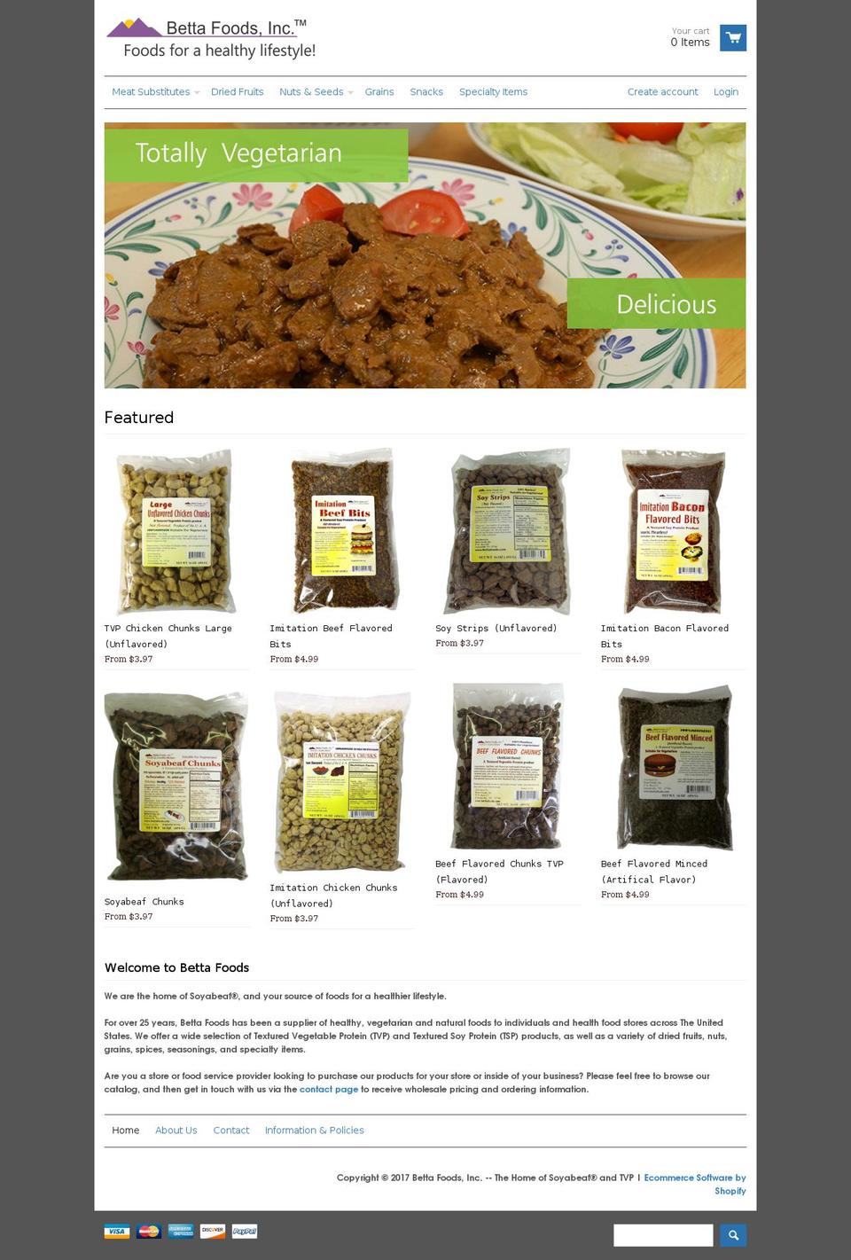 bettafoods.com shopify website screenshot