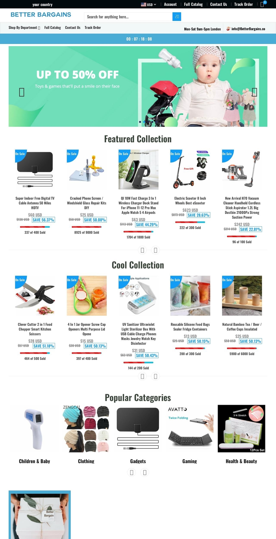 betterbargains.co shopify website screenshot