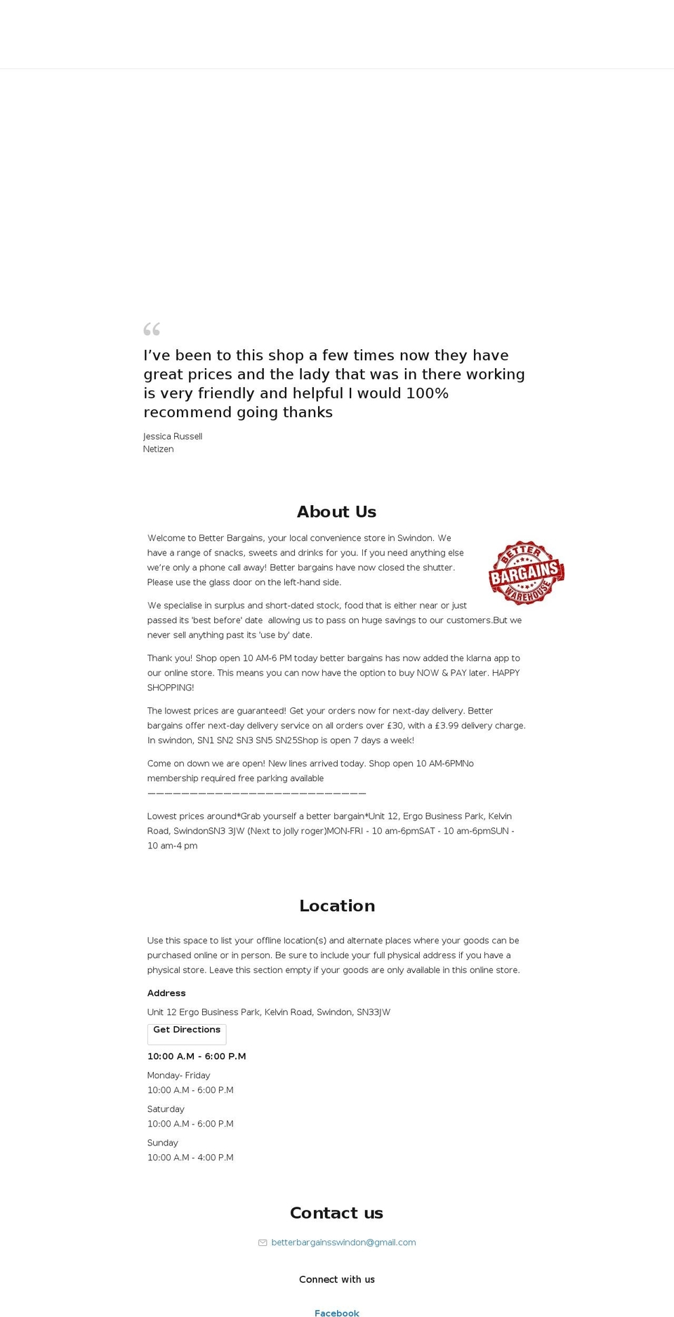 betterbargainsswindon.com shopify website screenshot