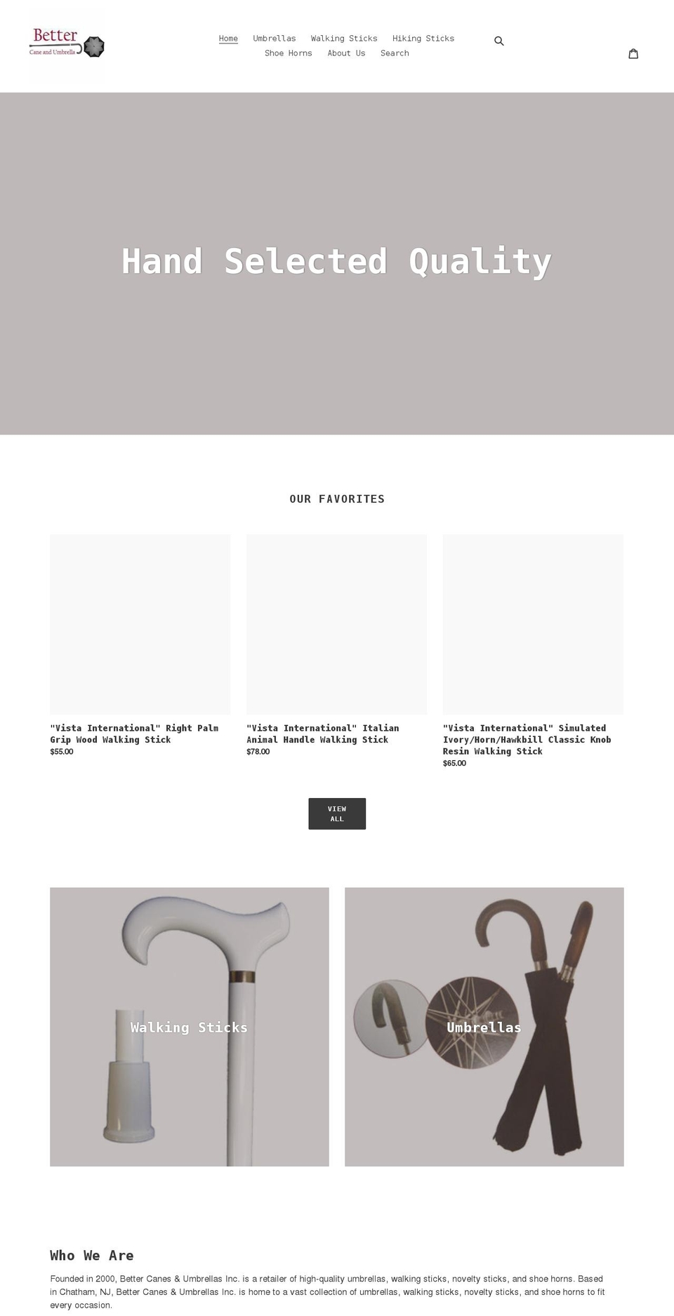 bettercanesumbrellas.com shopify website screenshot