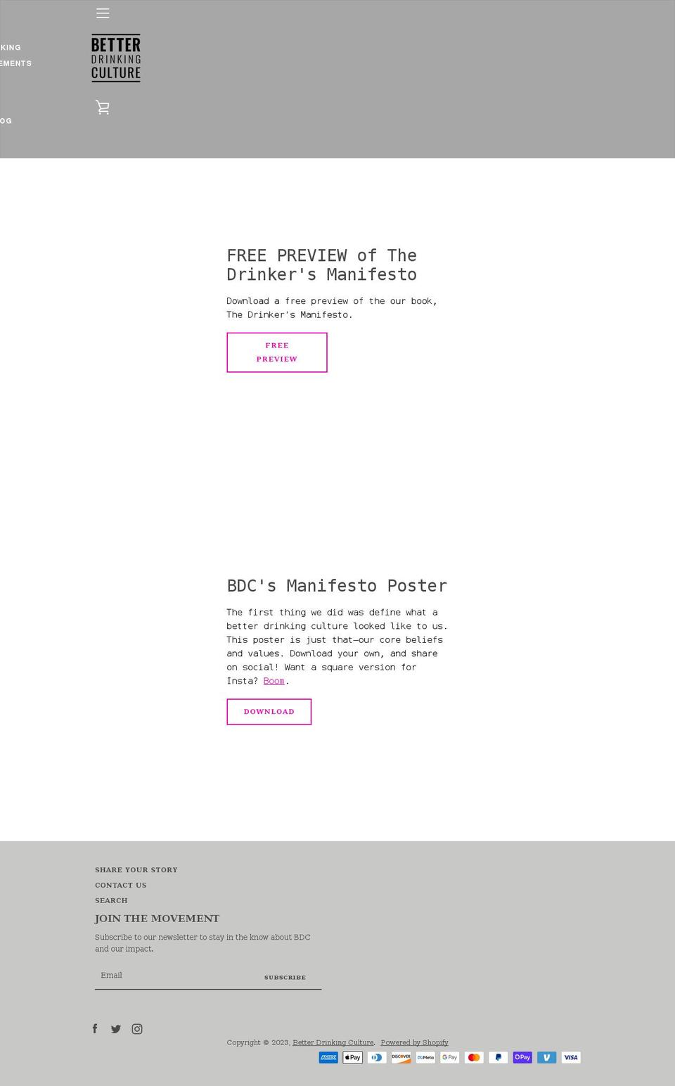 betterdrinkingculture.org shopify website screenshot