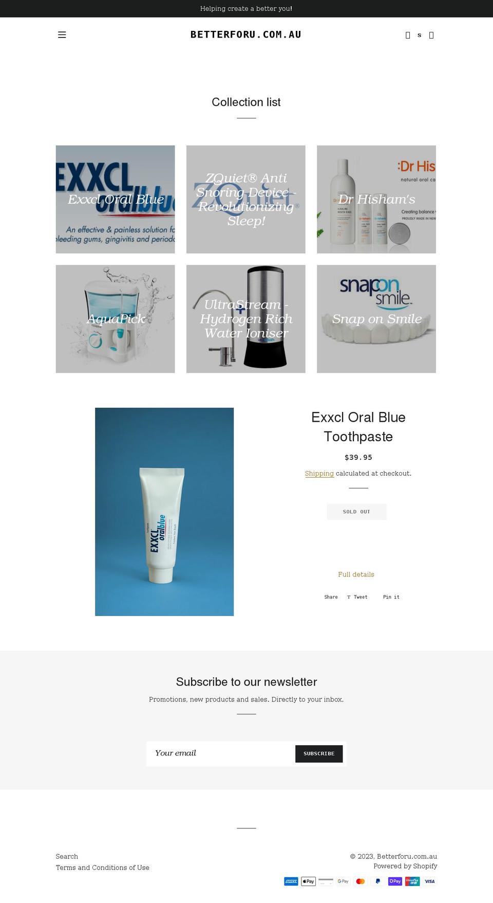 betterforu.com.au shopify website screenshot