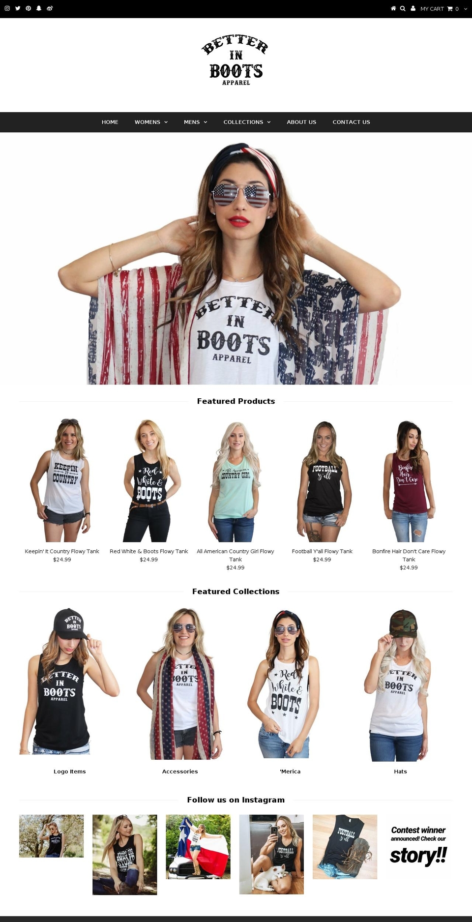 betterinbootsapparel.com shopify website screenshot