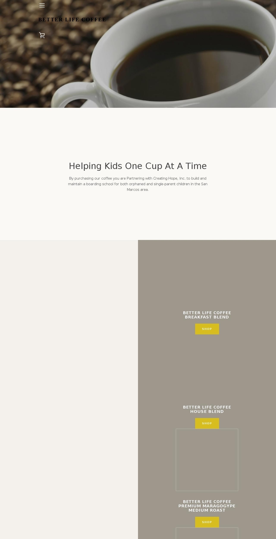 betterlifecoffee.com shopify website screenshot