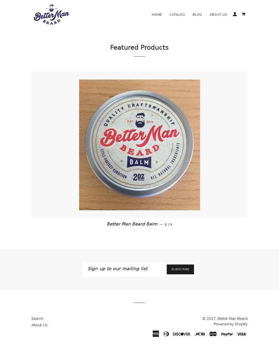 bettermanbeardoil.com shopify website screenshot