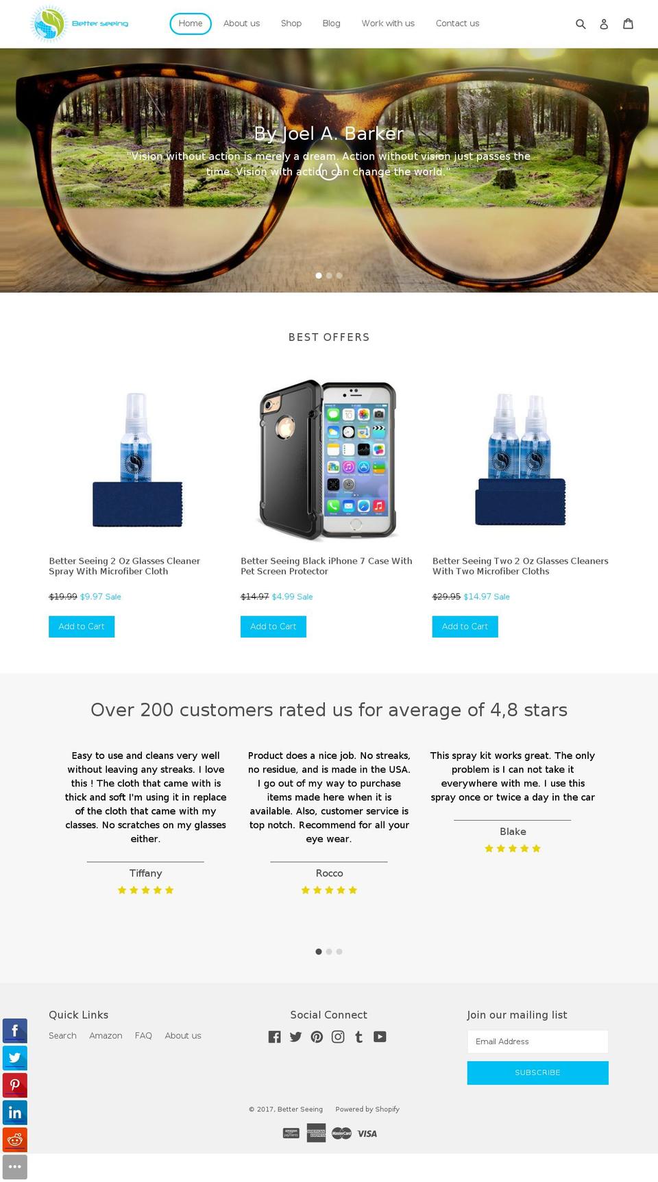 betterseeing.com shopify website screenshot