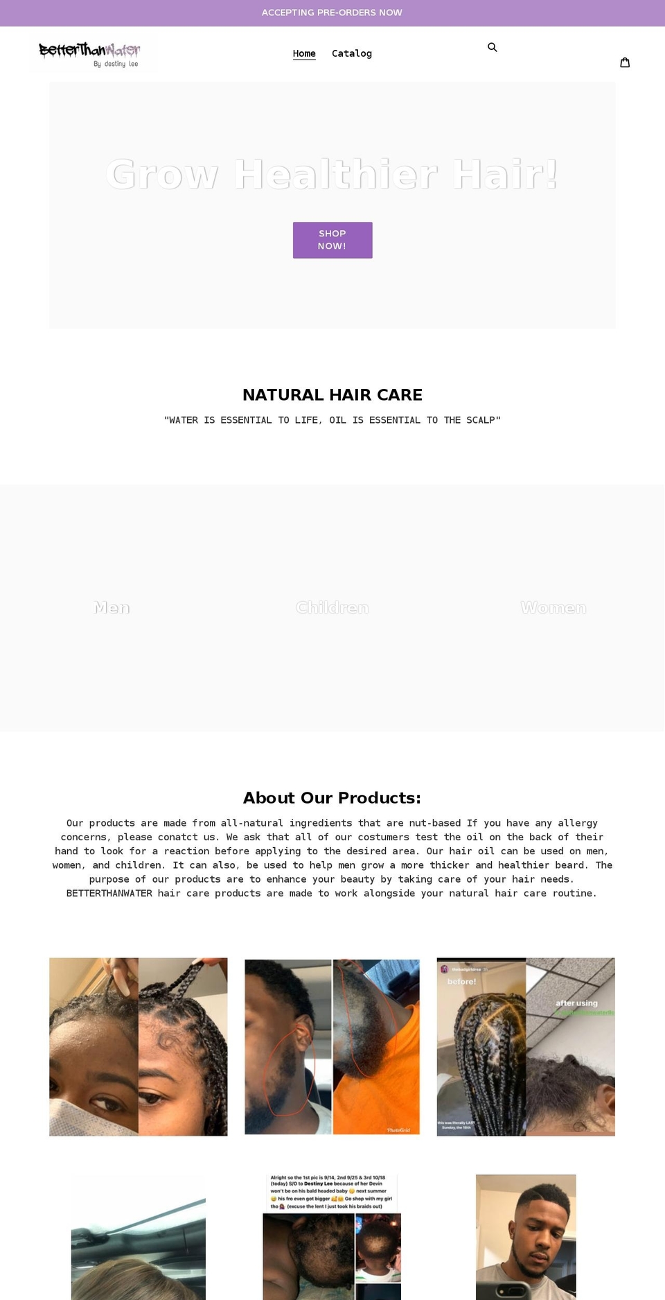 betterthanwater.org shopify website screenshot