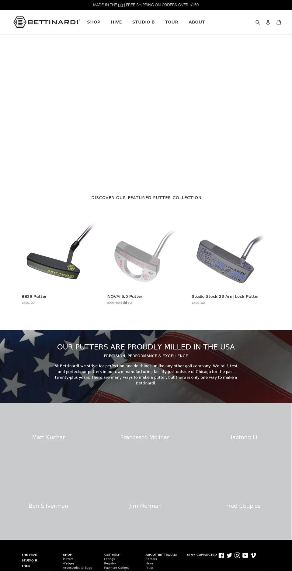 bettinardi.com shopify website screenshot