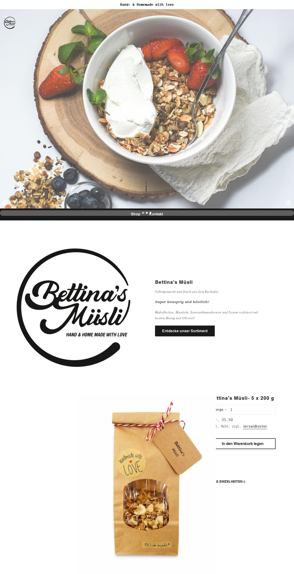 bettinasmuesli.ch shopify website screenshot