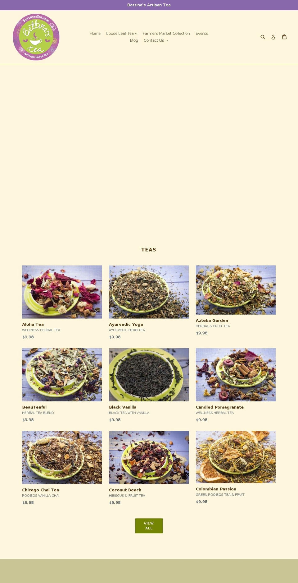 bettinastea.com — Shopify storefront screenshot