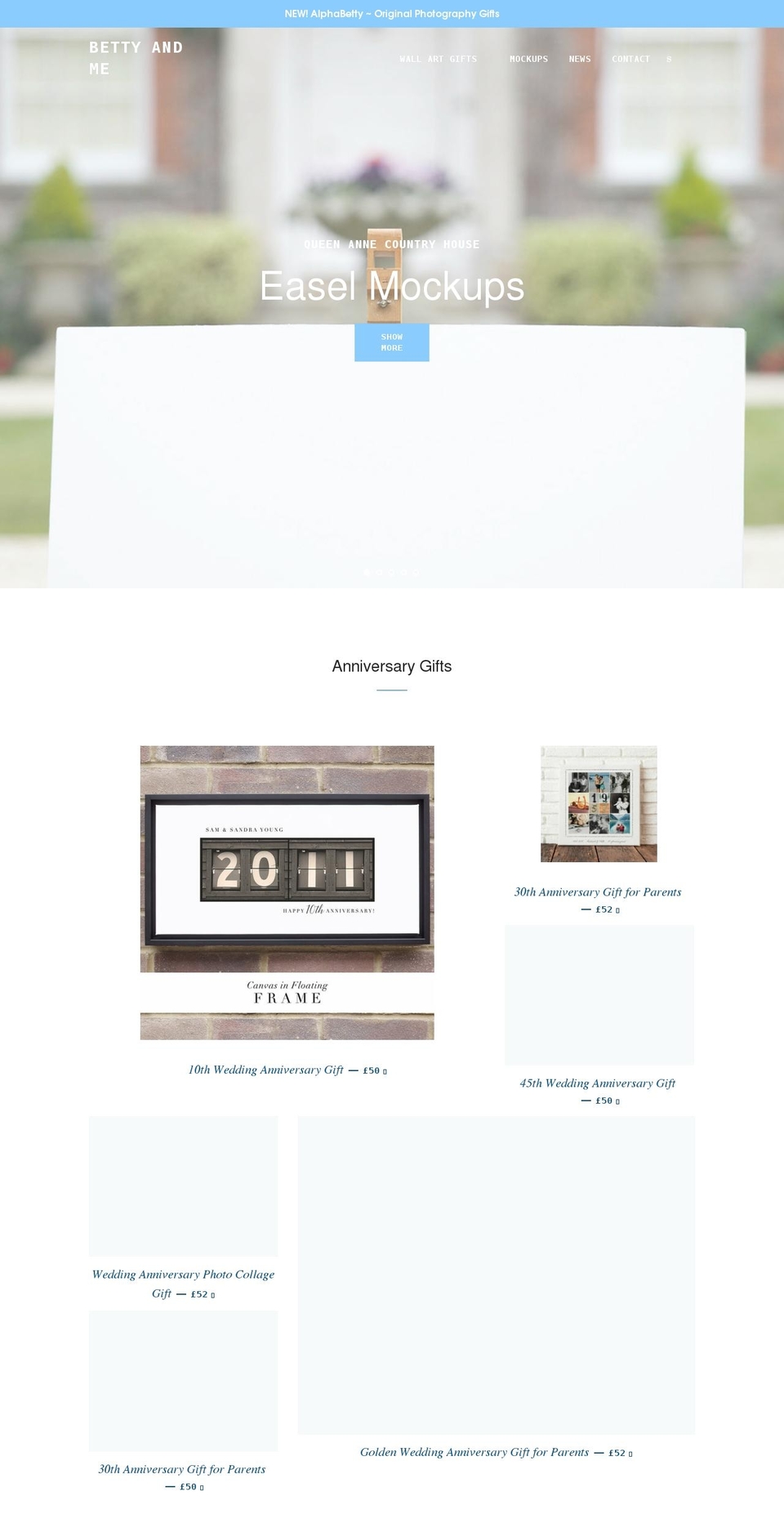 bettyandme.com shopify website screenshot