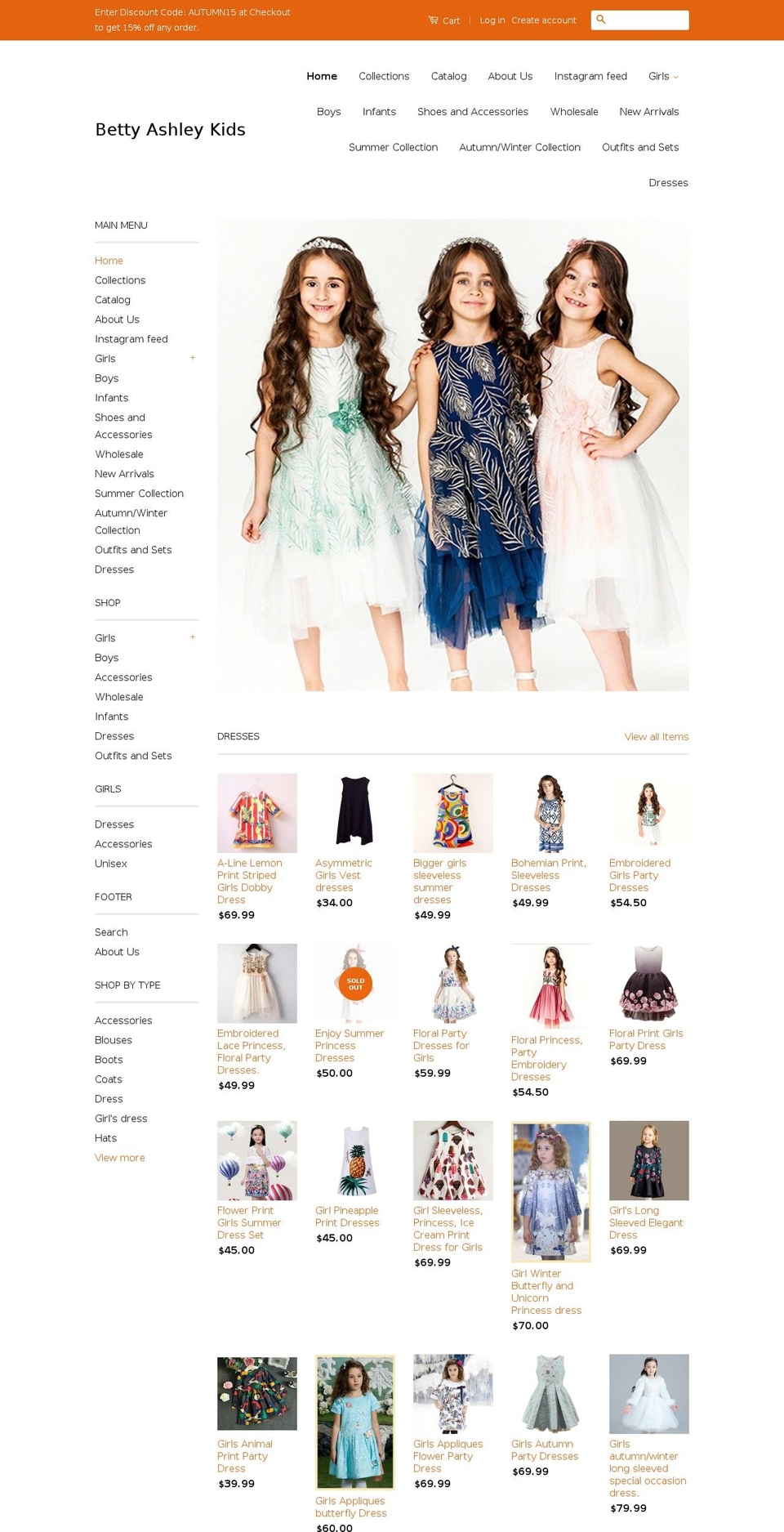 bettyashleykids.com shopify website screenshot