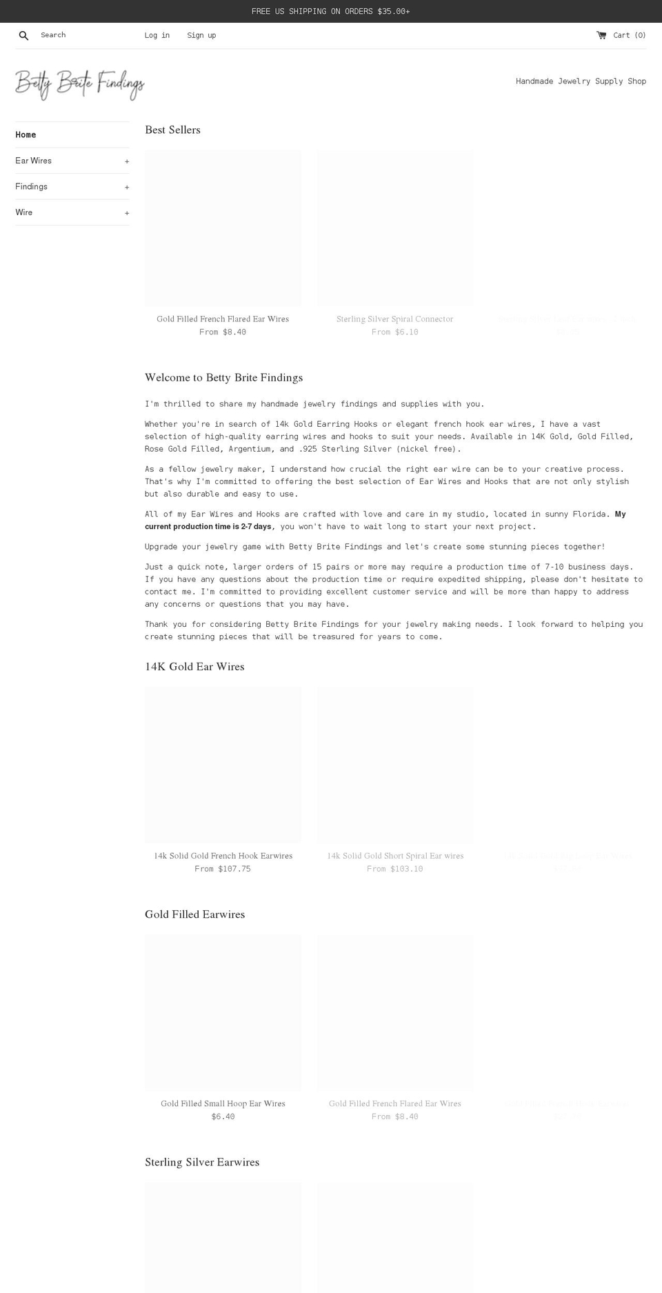 bettybritefindings.com shopify website screenshot