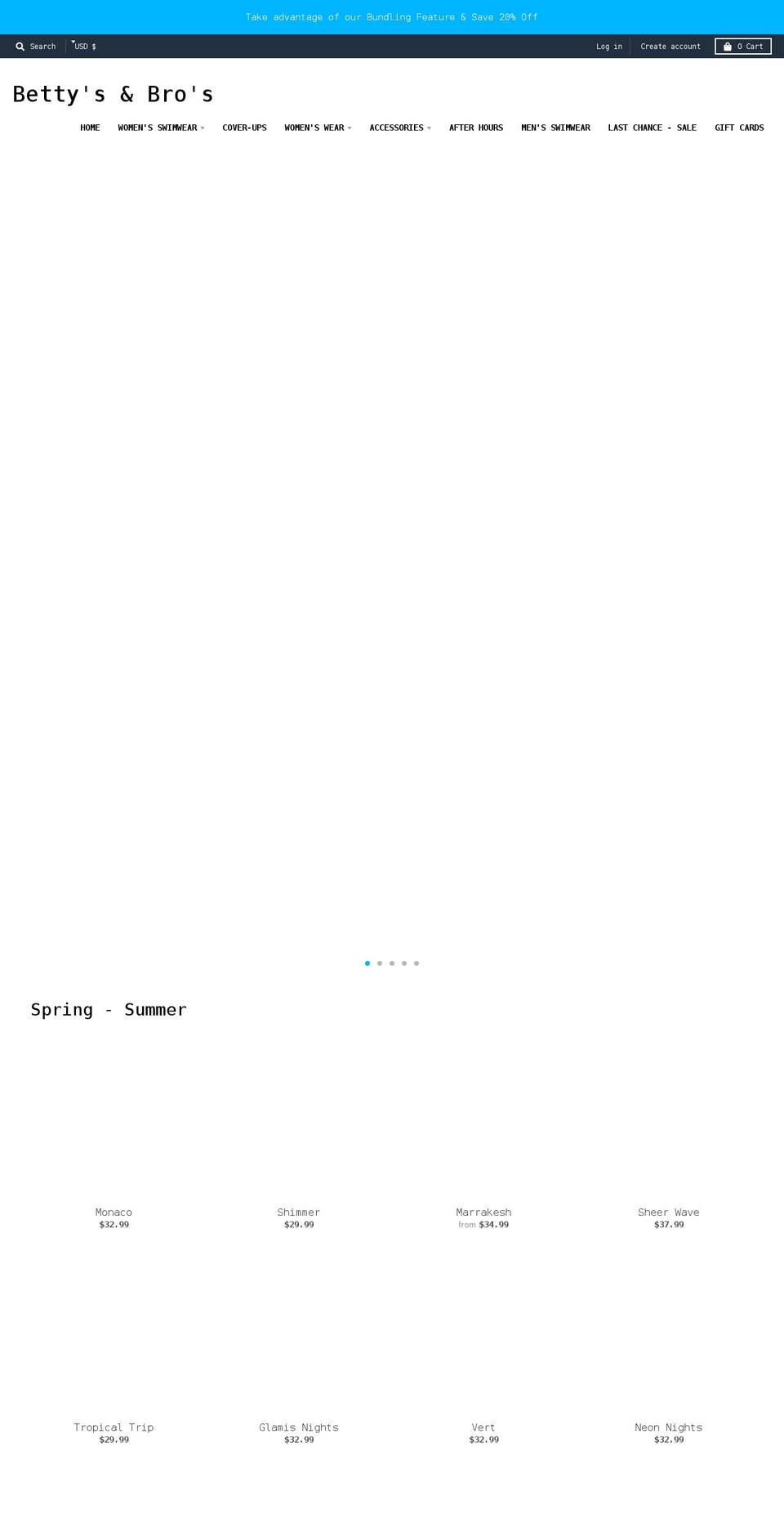 bettysandbros.com shopify website screenshot