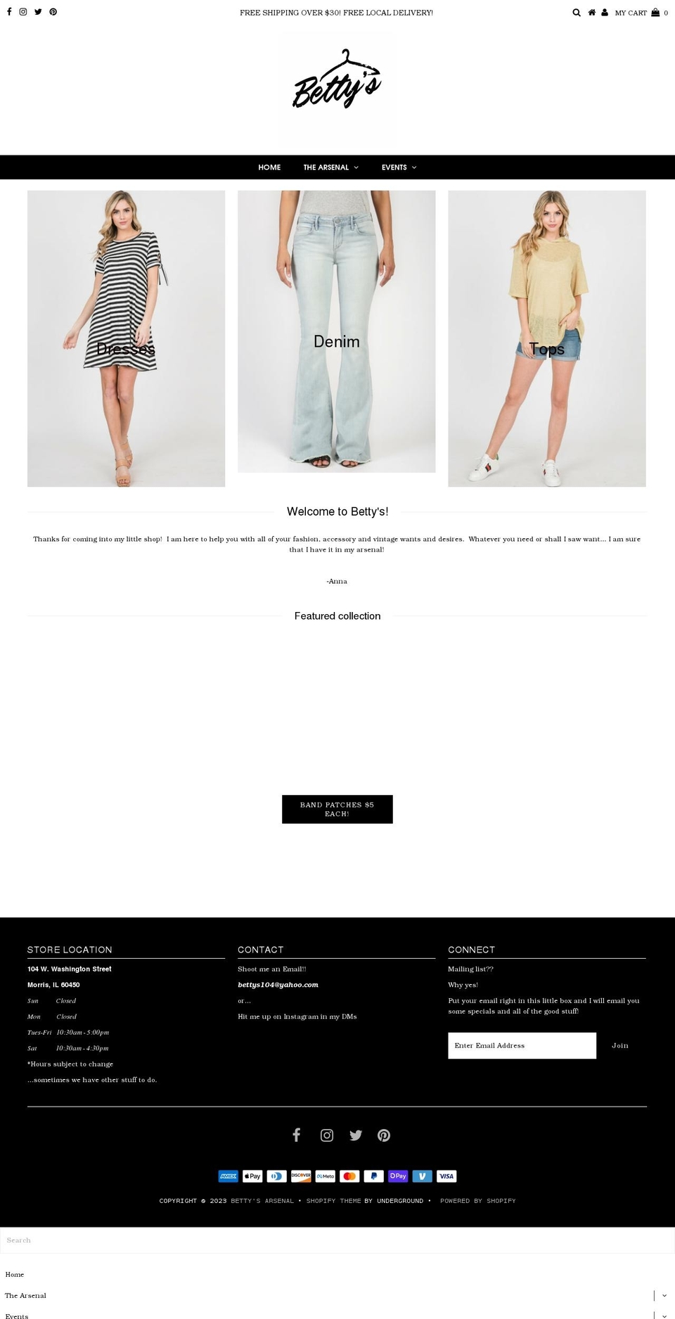 bettysarsenal.com shopify website screenshot
