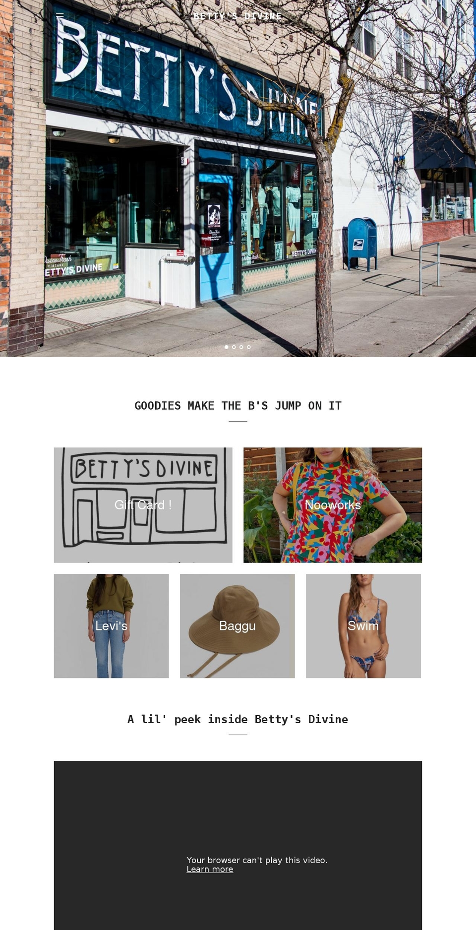 bettysdivine.com shopify website screenshot