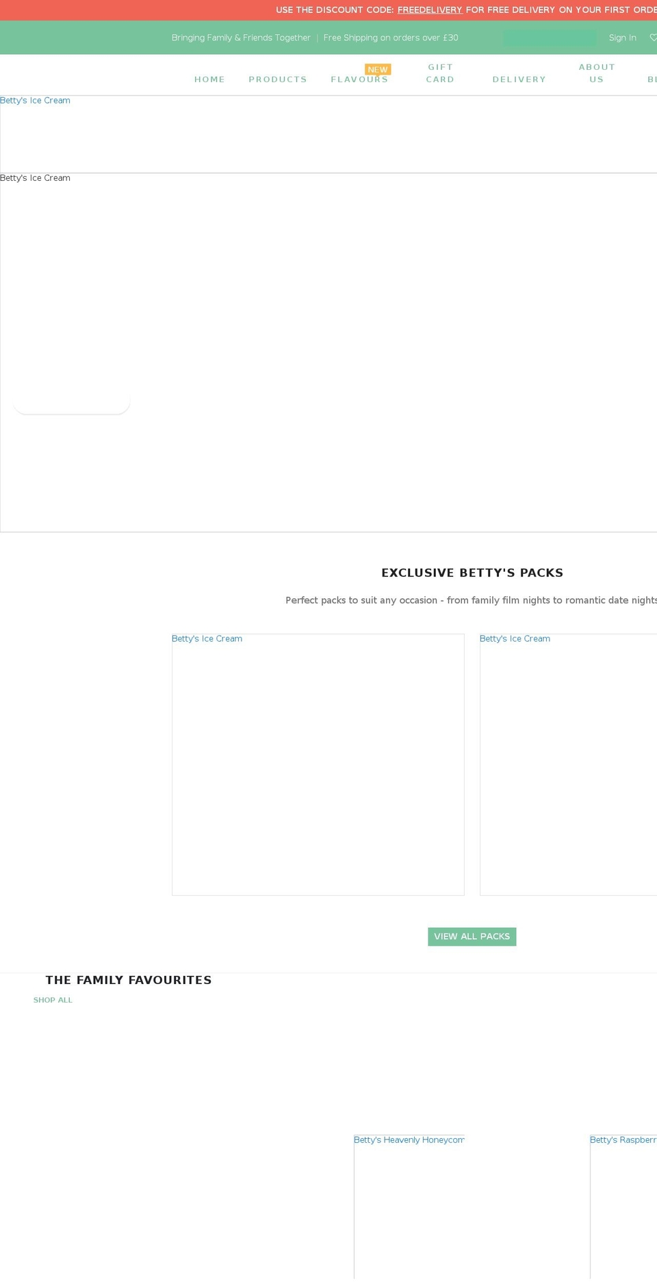 bettysicecream.co.uk shopify website screenshot