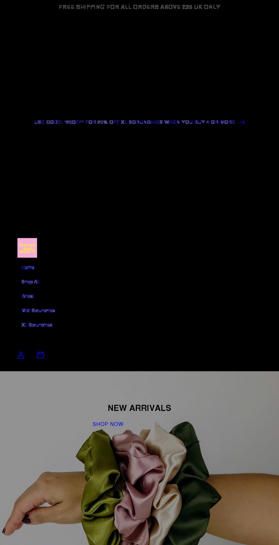 betweenduskanddawn.com shopify website screenshot