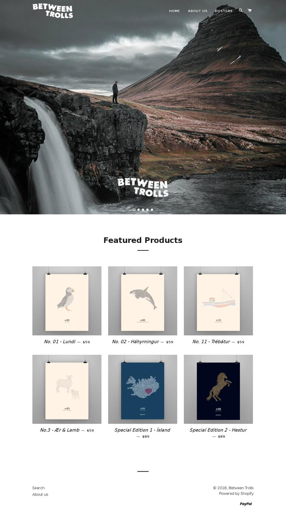 betweentrolls.com — Shopify storefront screenshot