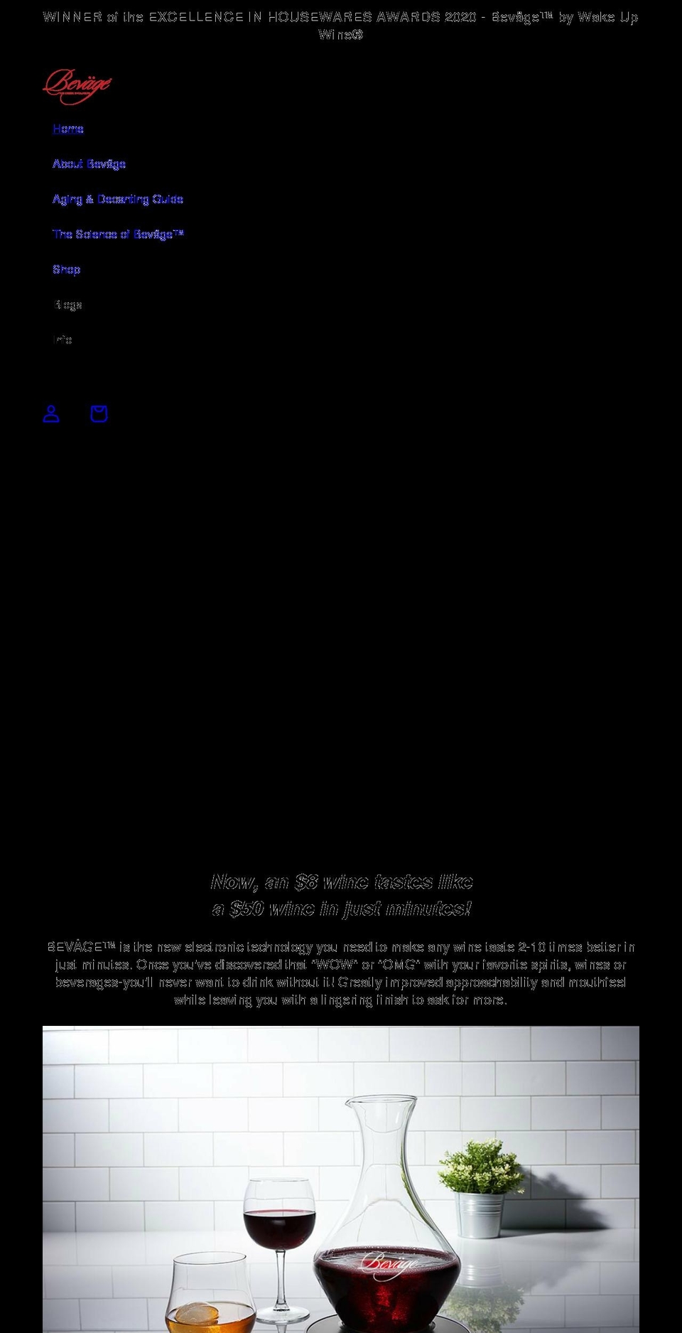 bevage.com shopify website screenshot